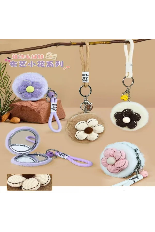 Papatya Tasarımlı Peluş Cep Aynası