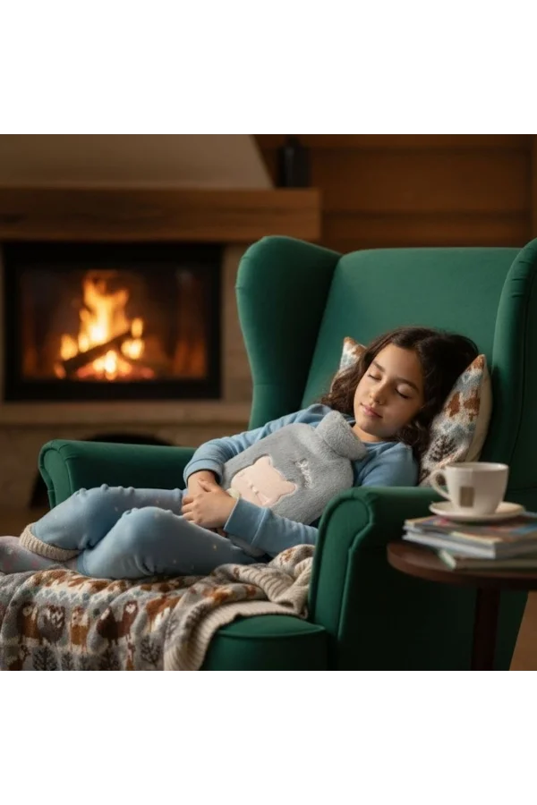 Papyonlu Kedi Figürlü Mavi Peluş Sıcak Su Torbası 1 Litre