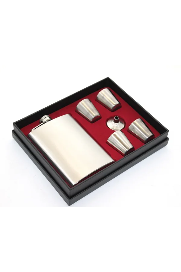 Paslanmaz Çelik 4 Shot Bardaklı Matara Seti Çelik Renk