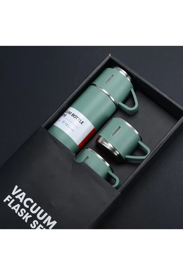 Paslanmaz Çelik Bardaklı Termos Seti 500 ML