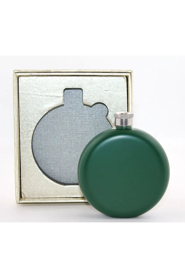 Paslanmaz Çelik Yuvarlak Matara 5 Oz Yeşil Renk