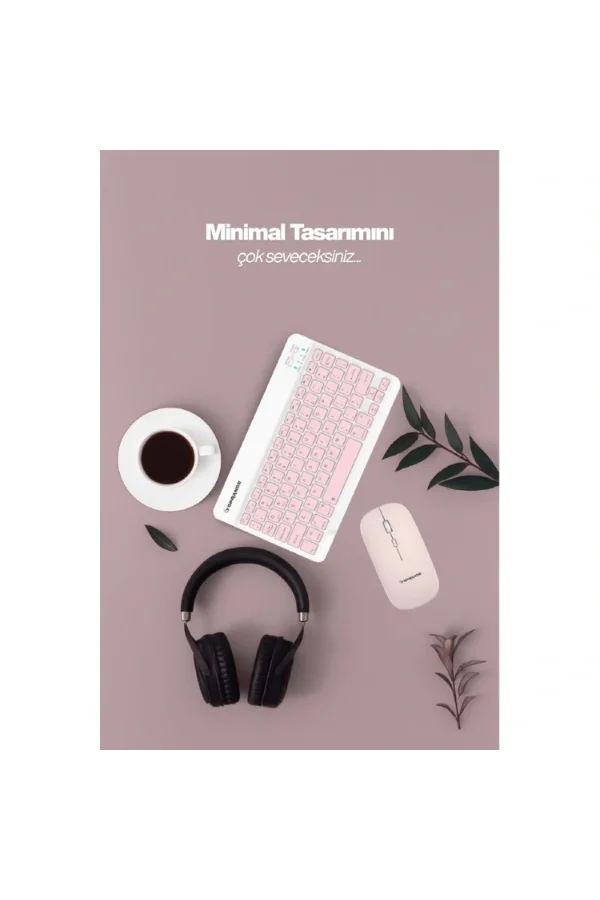Pembe Kablosuz Klavye Ve Mouse Seti