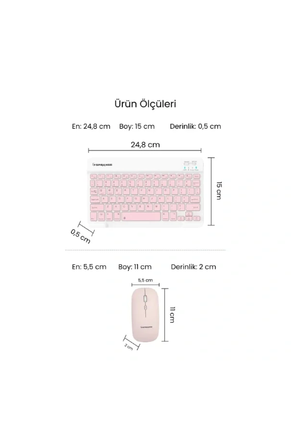 Pembe Kablosuz Klavye Ve Mouse Seti