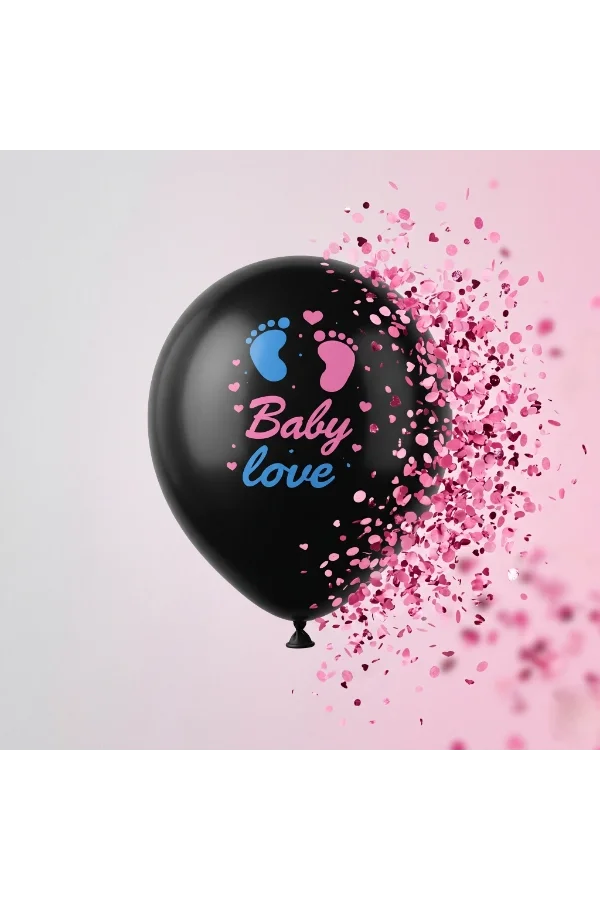 Pembe Konfetili Cinsiyet Balonu
