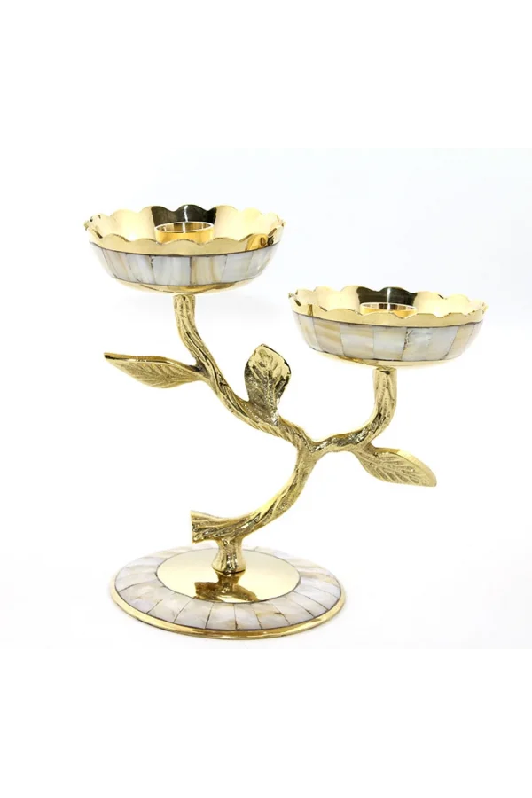 Pirinç Sedefli 2li Şamdan