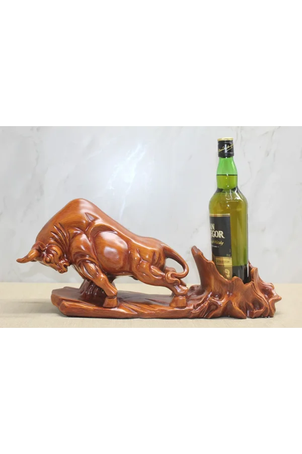 Polyester Boğa Figürü Şaraplık