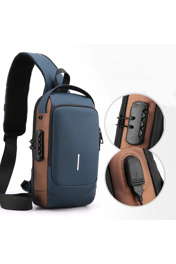 Powerbank Destekli Erkek Ön Göğüs Çantası