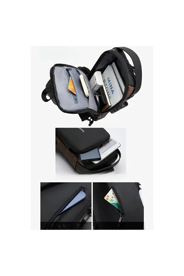 Powerbank Destekli Erkek Ön Göğüs Çantası