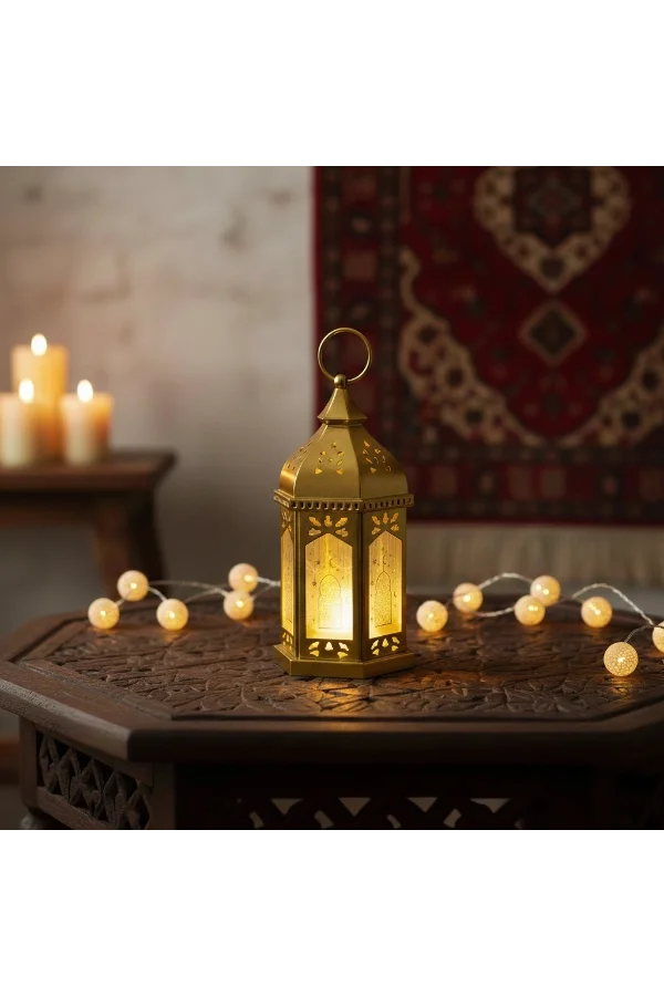 Ramazan Temalı Büyük Boy Altıgen Kubbe LED Lamba
