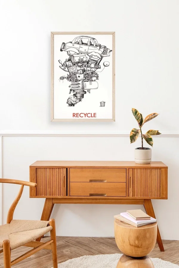 Recycle Ahşap Çerçeveli Tablo