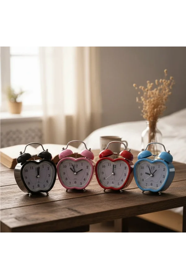 Renkli Kalp Masa Çalar Saati