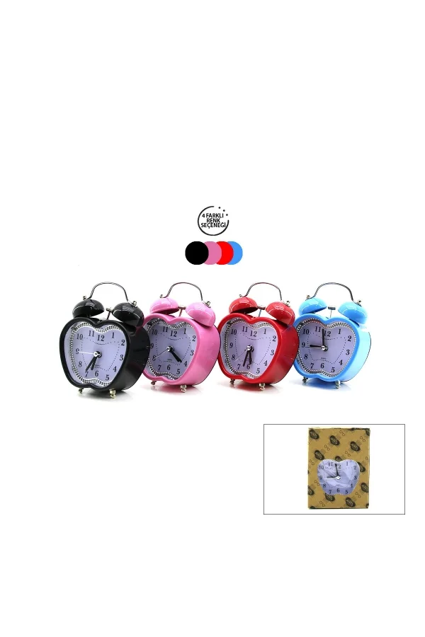Renkli Kalp Masa Çalar Saati