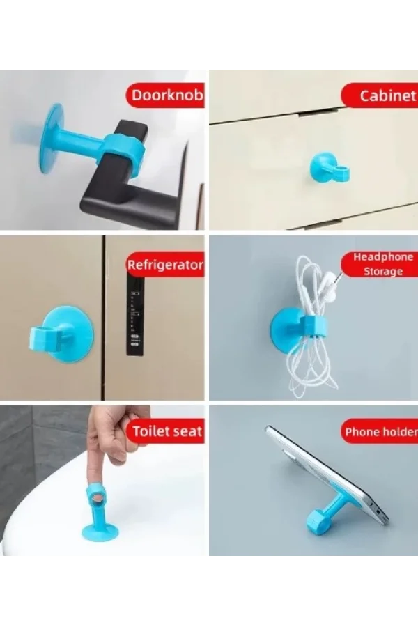 Renkli Vantuzlu Geçmeli Kapı Kolu Stoper 4lü Set