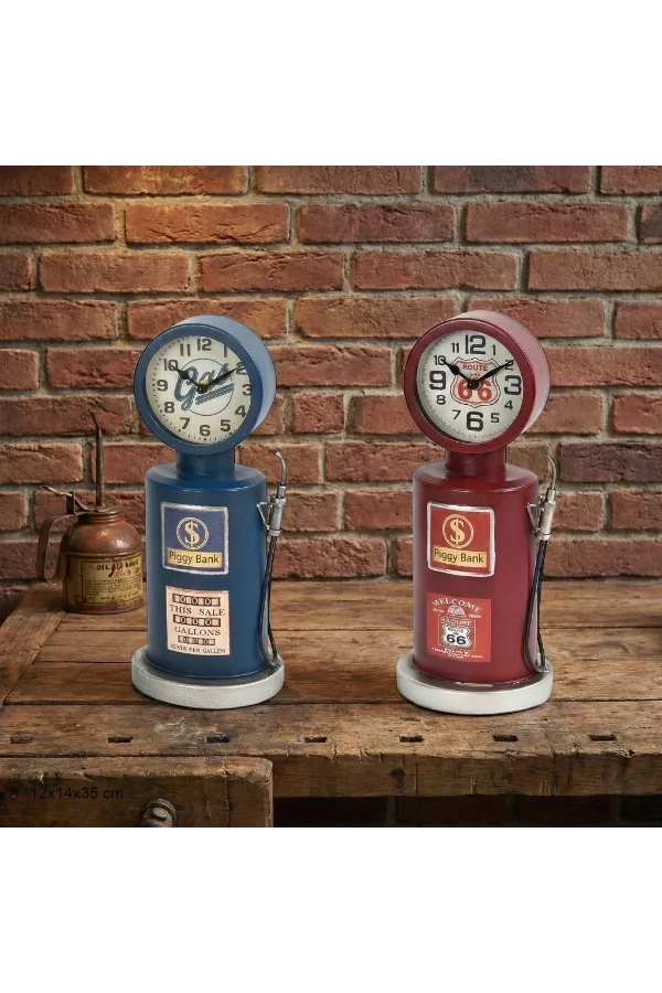 Retro Benzin Pompası Tasarımlı Masaüstü Saat
