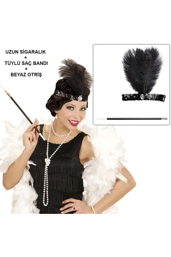 Retro Charliston Aksesuar Seti – Gatsby Kostüm Seti