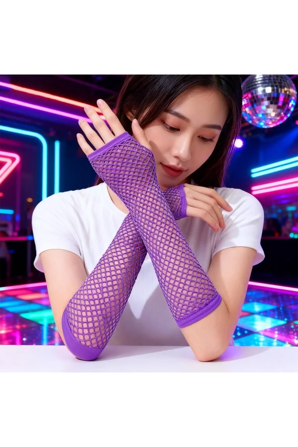 Retro Mor File Parmaksız Eldiven 26 cm