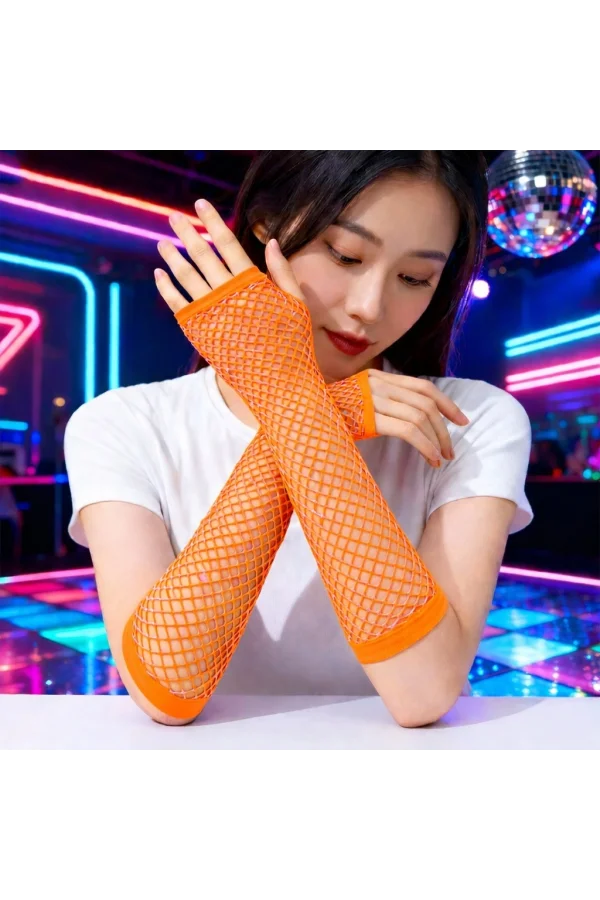 Retro Turuncu File Parmaksız Eldiven 26 cm