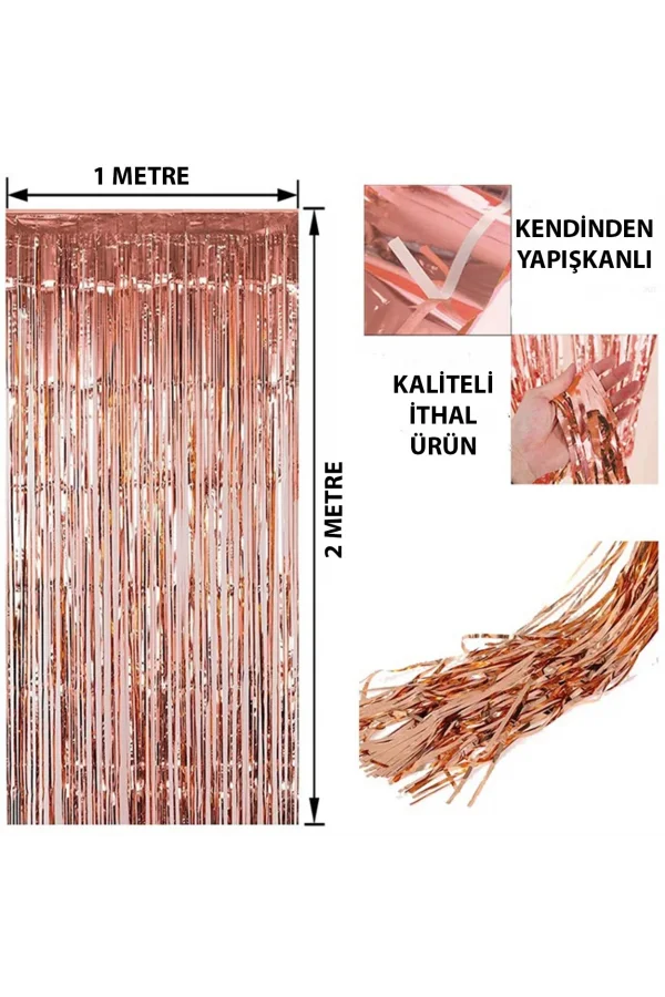 Rose Gold Püsküllü Kapı Perdesi