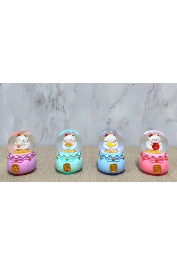 Şans Kedisi Işıklı Kar Küresi