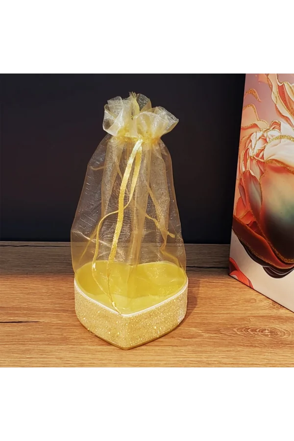 Sarı Kalpli Tül Kese