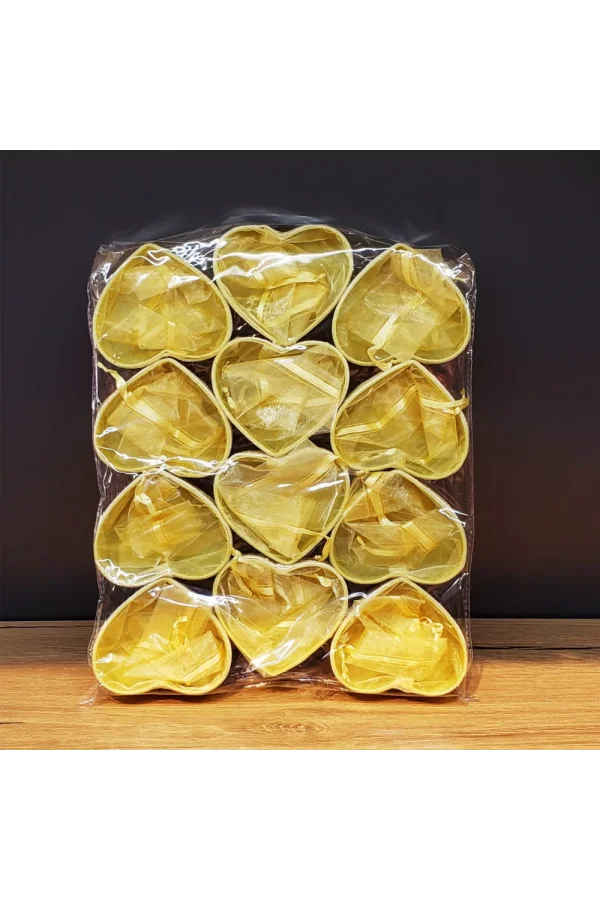 Sarı Kalpli Tül Kese