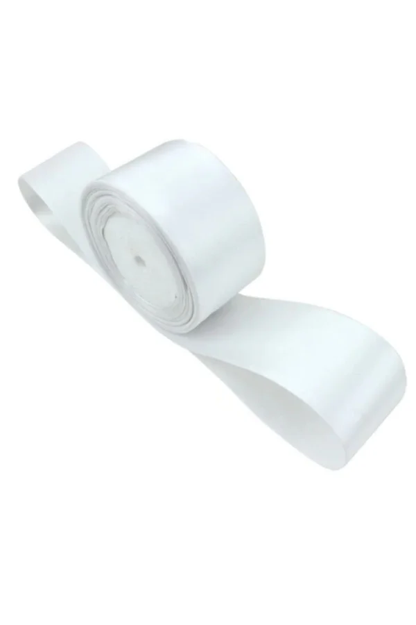 Saten Kurdele 6 cm Beyaz 2 Metre