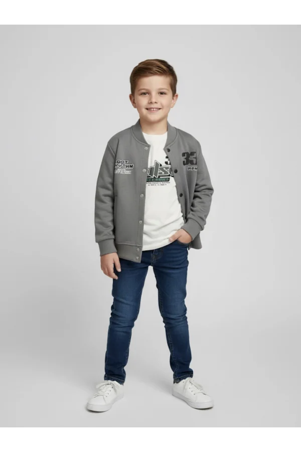 Sayı Baskılı Haki Swetshirt Ceket