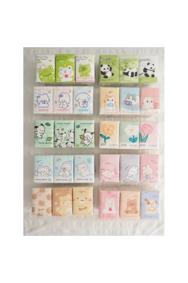 Sevimli Figürlü Çocuk Mendili 9lu Paket