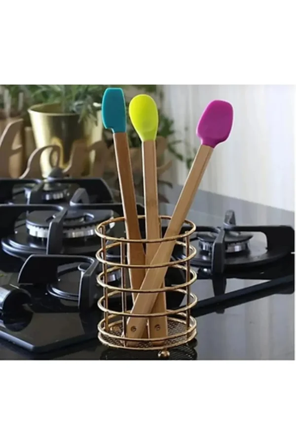 Silikon Uçlu Isıya Dayanıklı Bambu Spatula 3lü Set