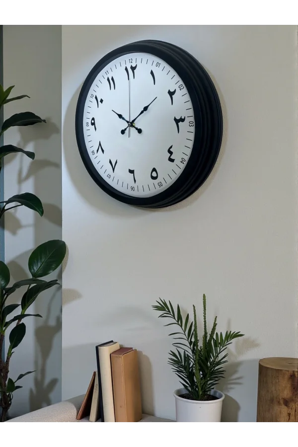 Siyah Arapça Rakamlı 40 Cm Metal Duvar Saati