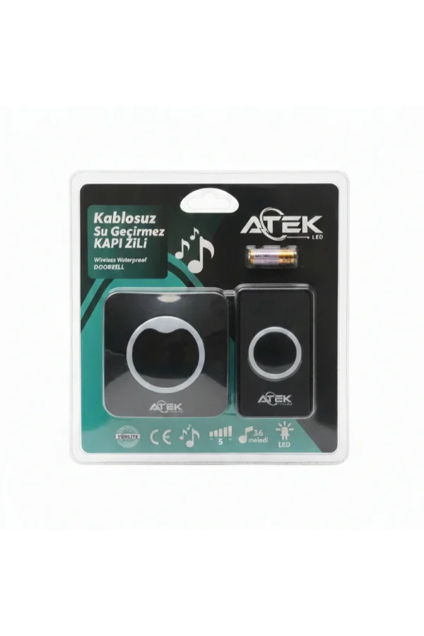 Siyah Kablosuz Su Geçirmez Kapı Zili