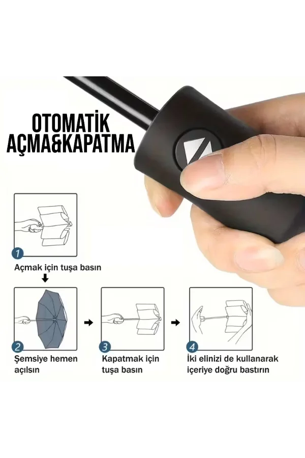 Siyah Kılıflı Otomatik Kompakt Şemsiye
