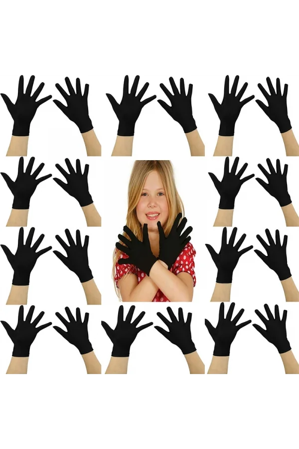 Siyah Likralı Bando Gösteri Eldiveni (10 Çift)