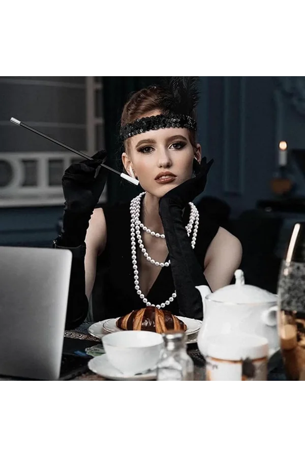 Siyah Retro Charliston Aksesuar Seti