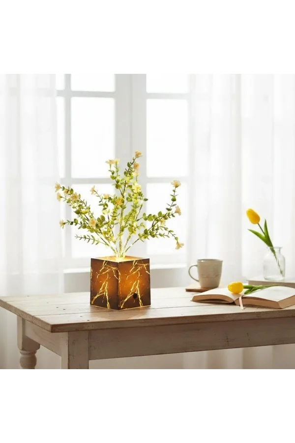 Siyah Saksılı LED Yapay Çiçek