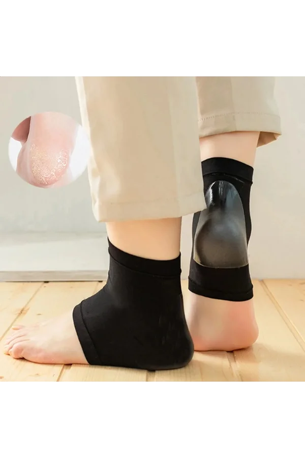 Siyah Silikon Topuk Nemlendirici Çorap