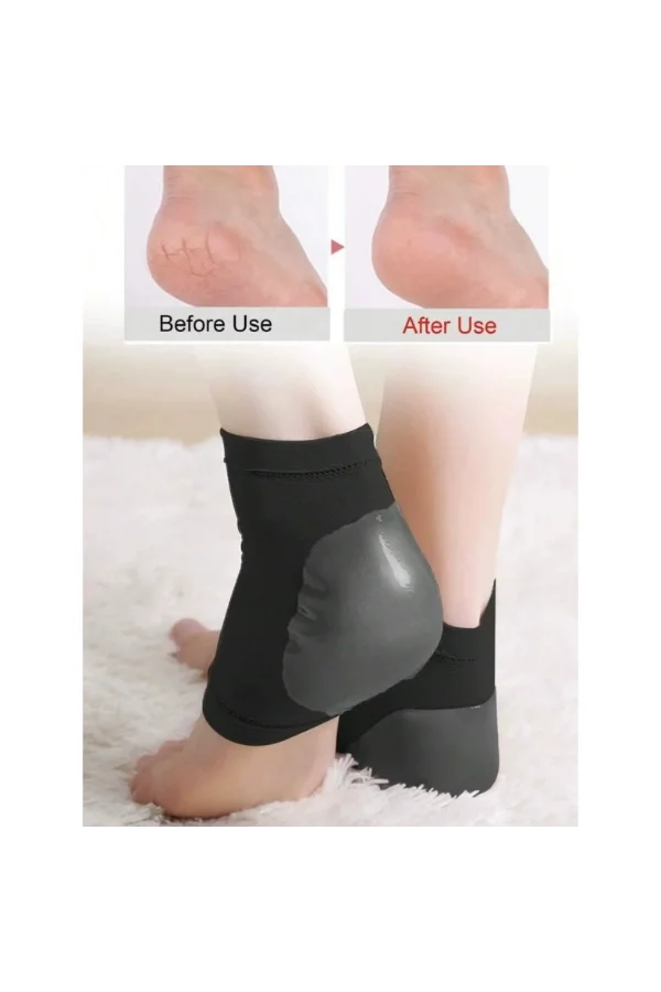 Siyah Silikon Topuk Nemlendirici Çorap