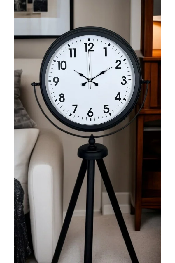 Siyah Tripod Ayaklı Dekoratif Saat