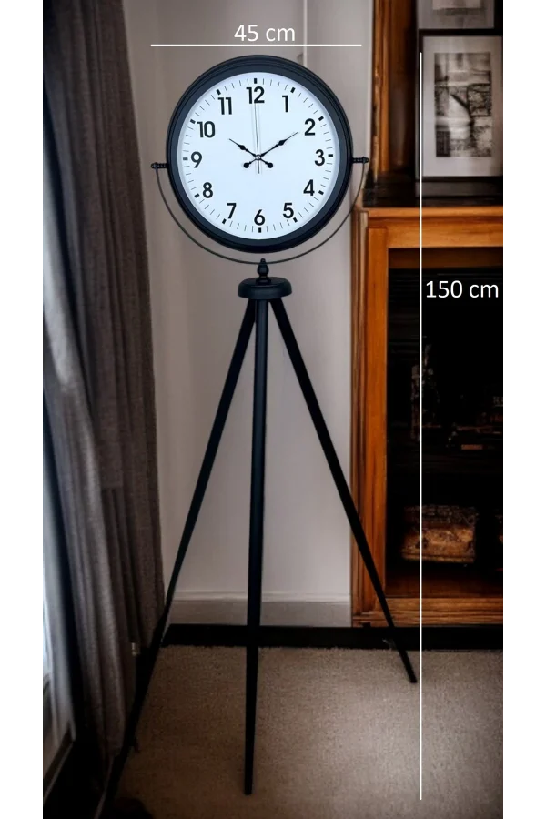 Siyah Tripod Ayaklı Dekoratif Saat