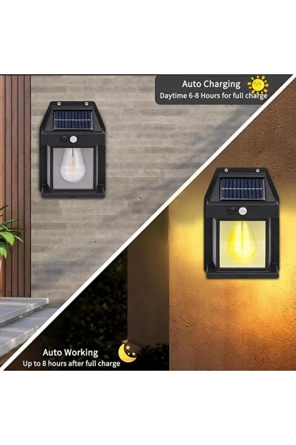 Solar Rustik Ampullü Duvar Lambası - Gün Işığı