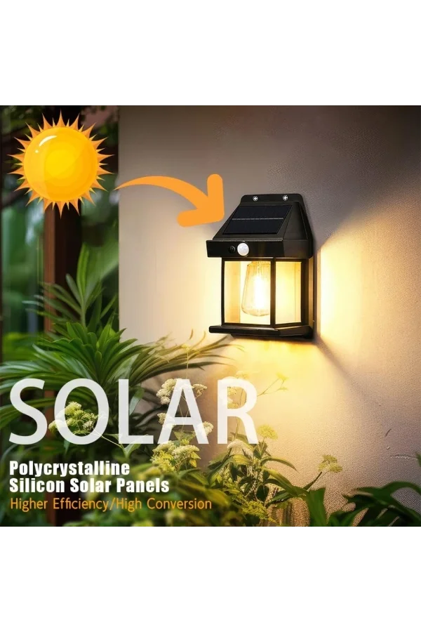 Solar Rustik Ampullü Duvar Lambası - Gün Işığı