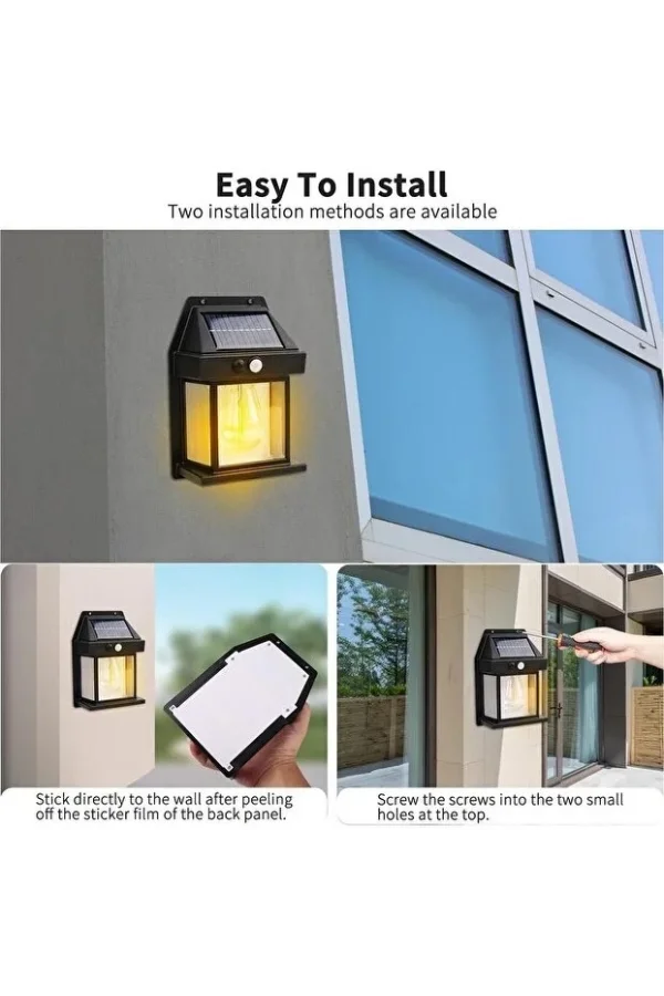 Solar Rustik Ampullü Duvar Lambası - Gün Işığı