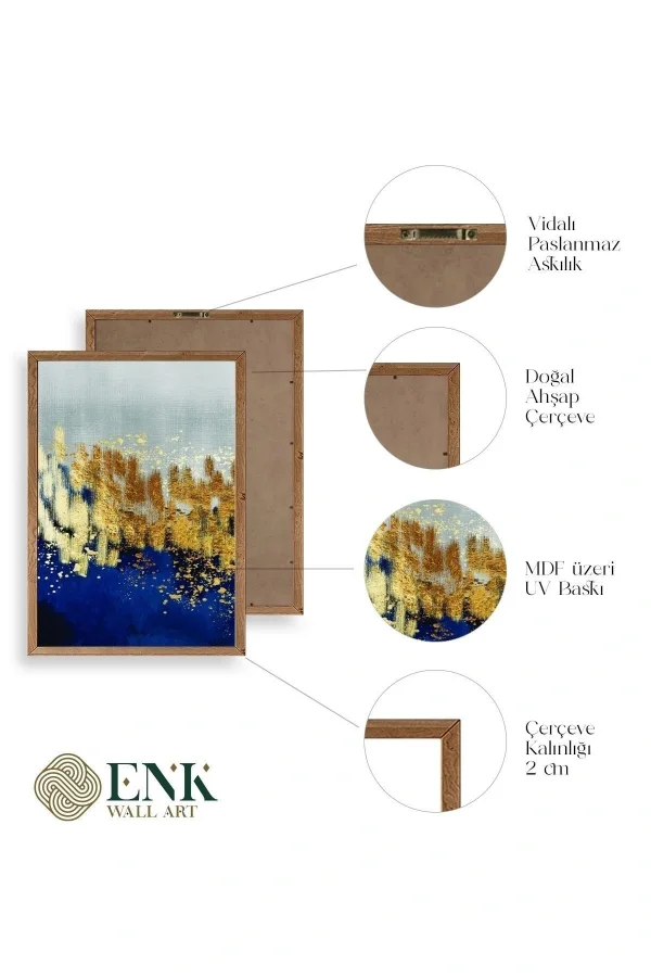 Soyut Üçlü Ahşap Çerçeveli Tablo