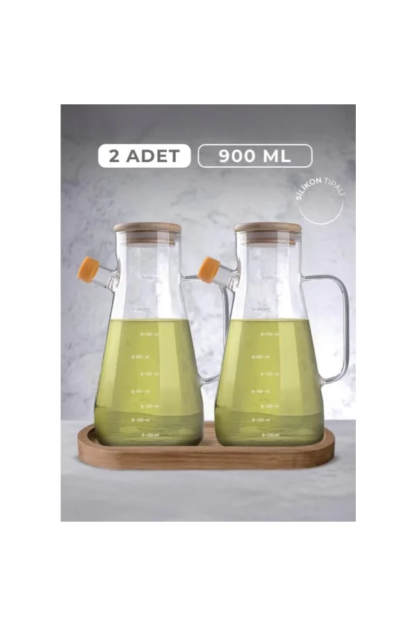 Standlı 2li Cam Yağdanlık