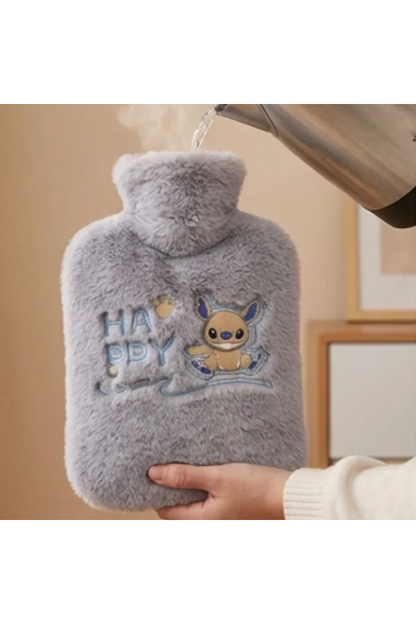 Stitch Figürlü Gri Peluş Sıcak Su Torbası 1 Litre