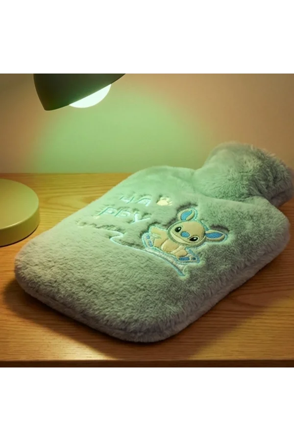 Stitch Figürlü Gri Peluş Sıcak Su Torbası 1 Litre