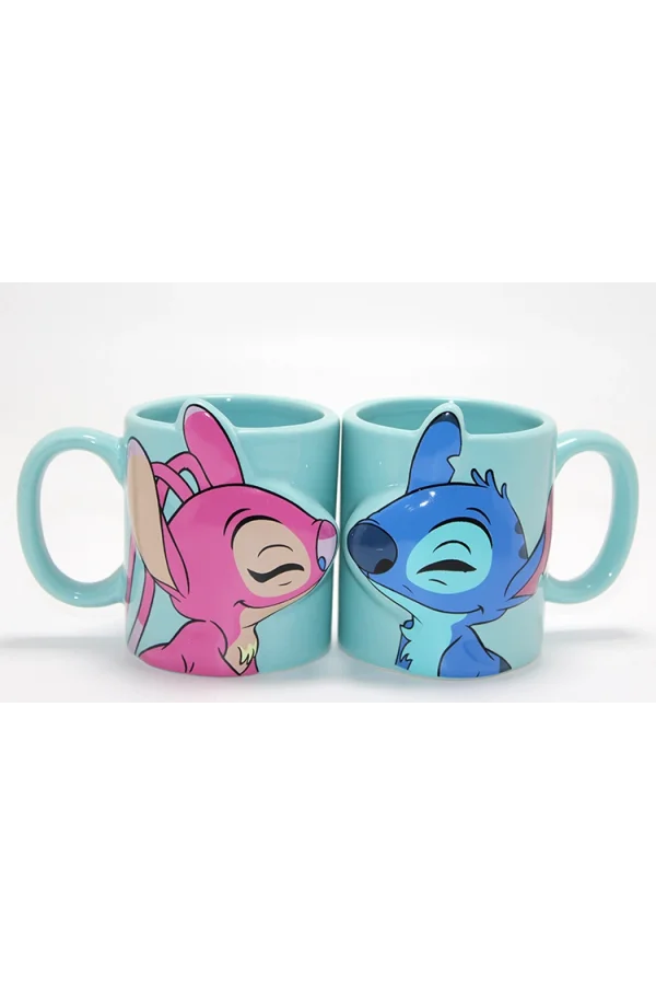 Stitch Ve Angel 3D Figürlü Çift Kupa Bardak Seti