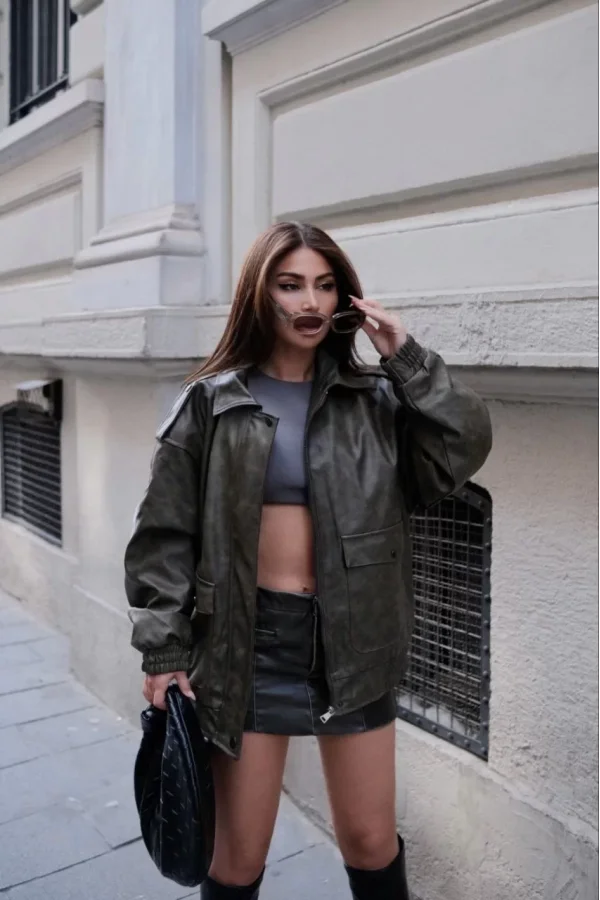 Suni Deri Pilot Ceket