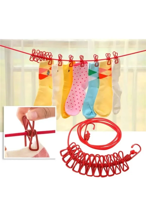 Taşınabilir Pratik Mandallı Çamaşır İpi