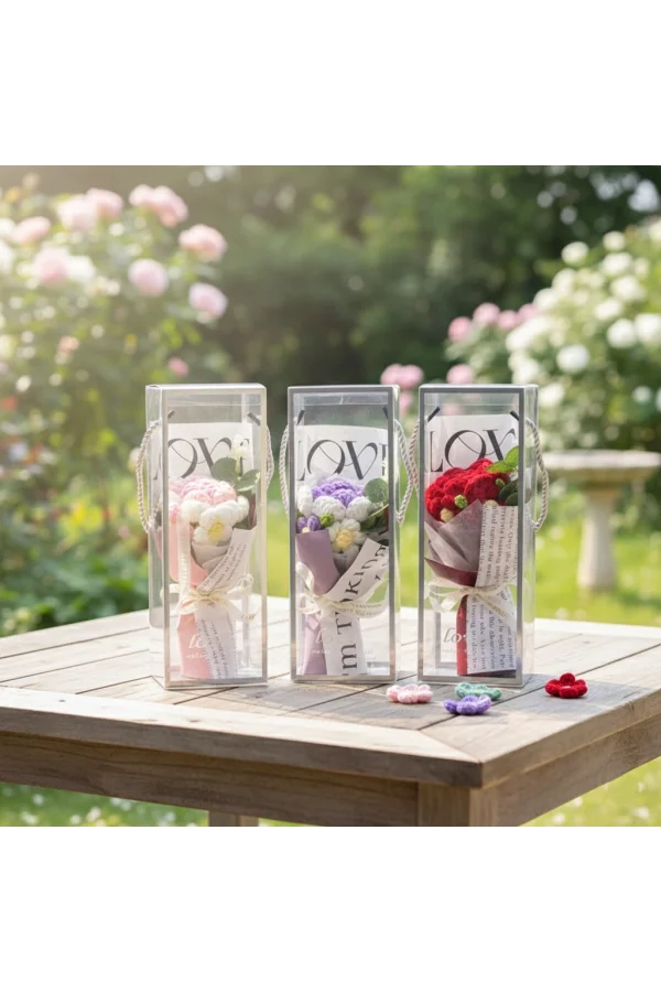 Tekli El Örgüsü Gül Buketi